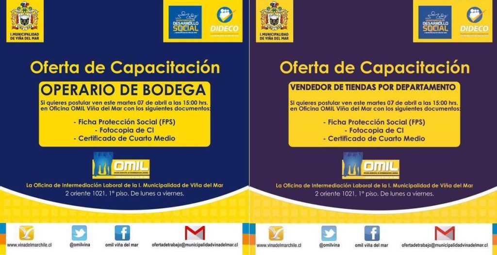Imagen principal: OMIL Viña del Mar informa sobre  postulaciones a cursos de capacitación