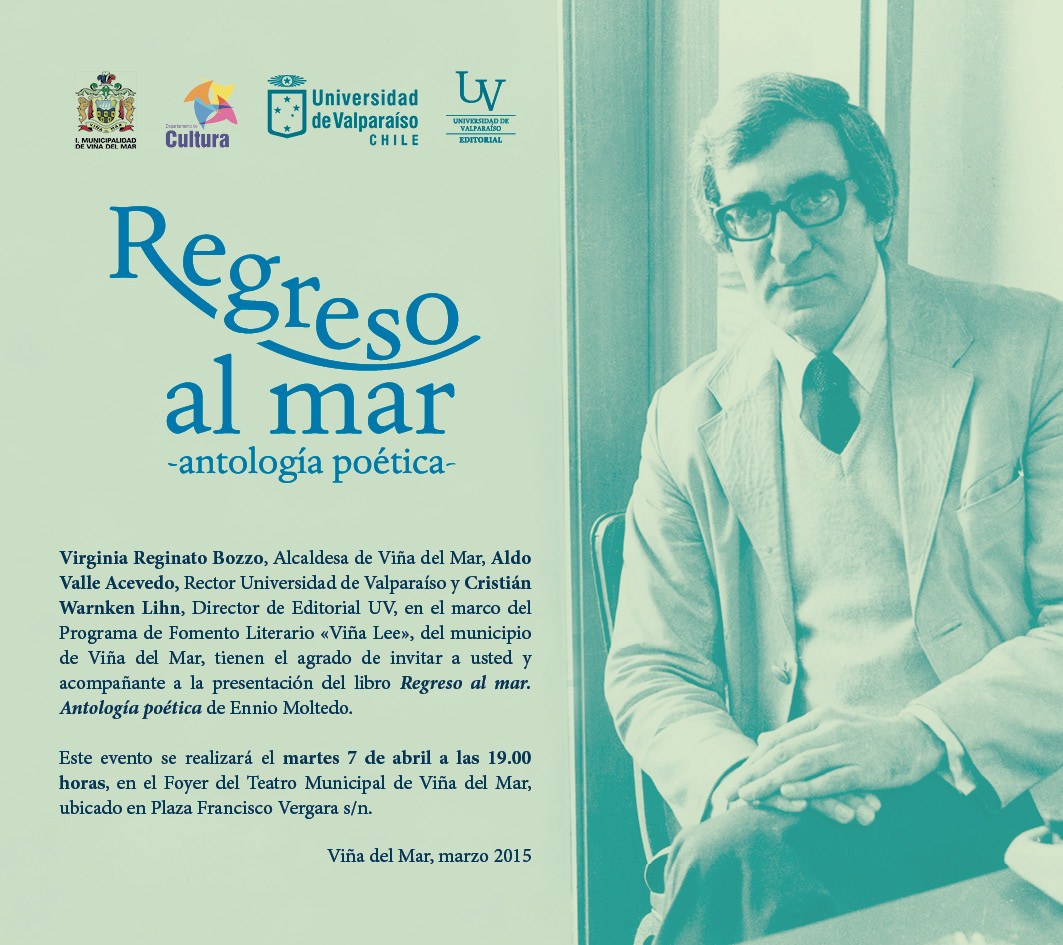 Municipalidad de Viña del Mar invita a presentación del libro “Regreso al Mar. Antología poética” de Ennio Moltedo