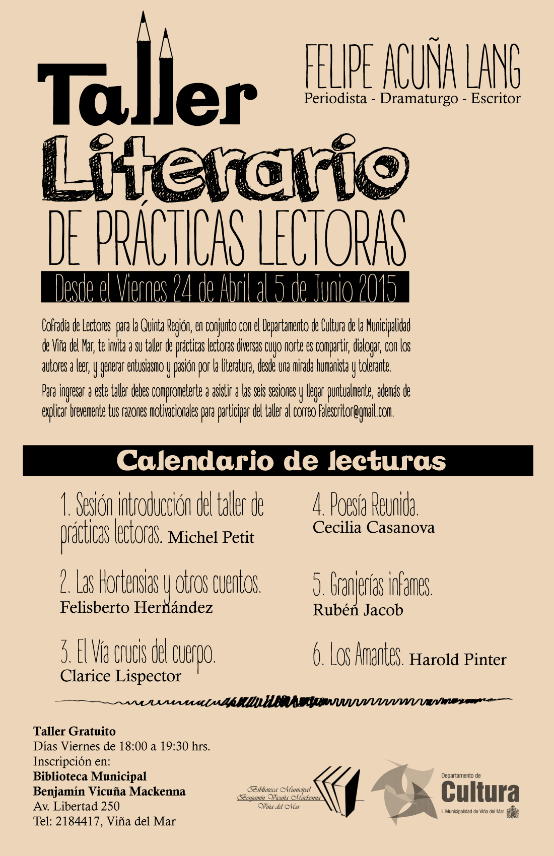 Municipalidad de Viña del Mar invita a Taller Literario gratuito