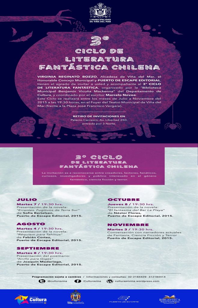 Imagen principal: Municicpio de Viña del Mar invita a presentación del libro “Anillo de Giges” en 3º Ciclo de Literatura Fantástica Chilena