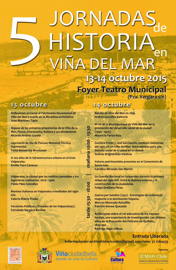 Municipalidad de Viña del Mar invita a 5ª Jornadas de Historia