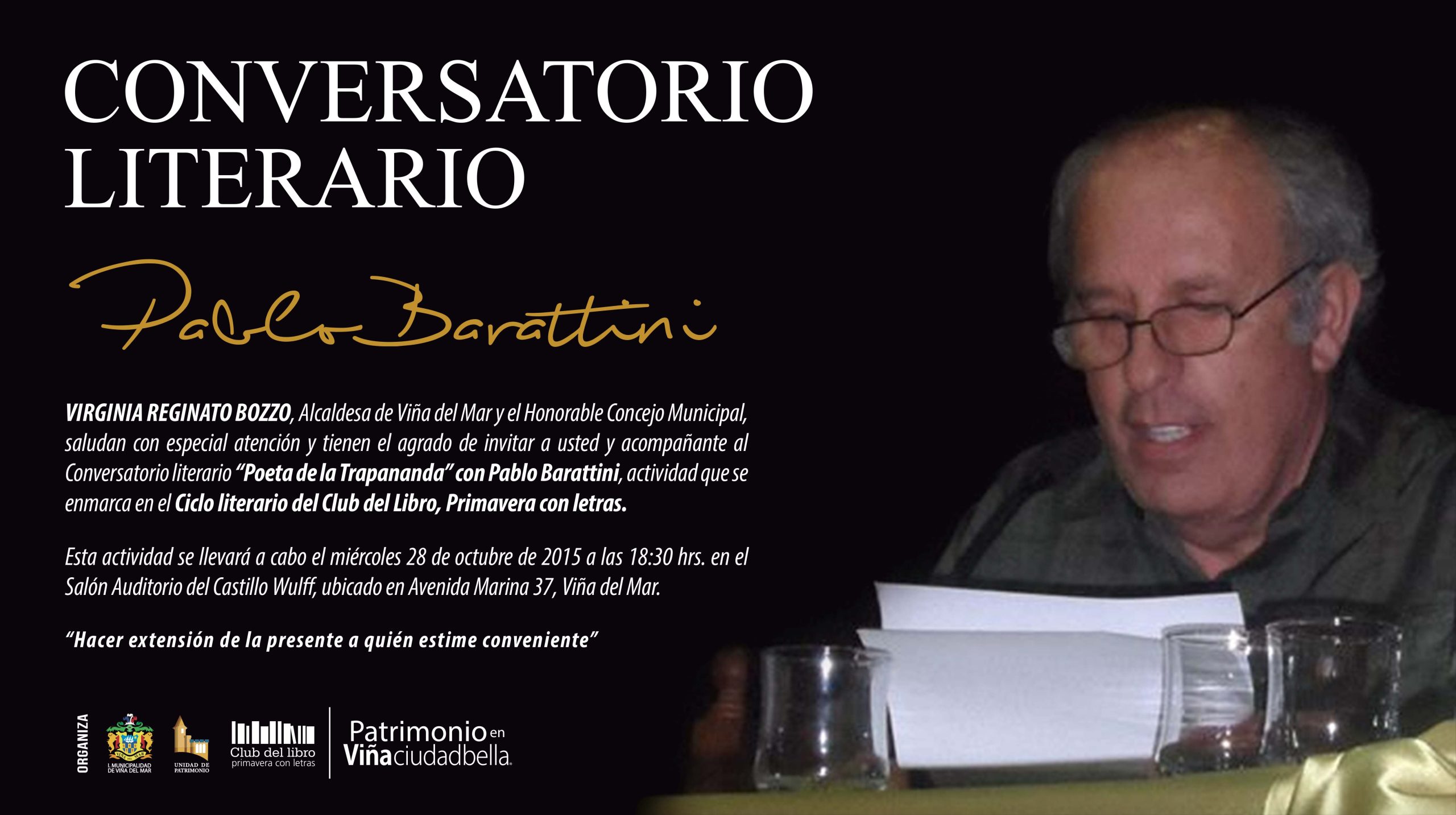 Municipalidad de Viña del Mar invita a Conversatorio literario “Poeta de la Trapananda”