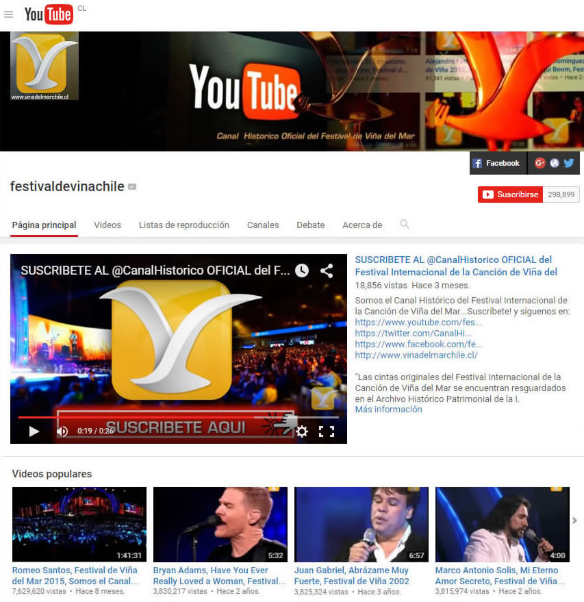 Canal histórico municipal del Festival de Viña del Mar ya tiene más de 250 millones de visita