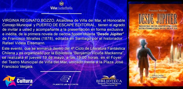 Municipalidad de Viña del Mar invita a analizar primera novela chilena de ciencia ficción