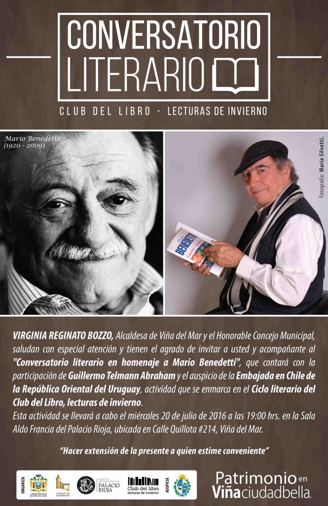 Imagen principal: Municipio de Viña del Mar invita a Conversatorio literario  en recuerdo de Mario Benedetti