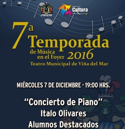 Municipalidad de Viña del Mar invita a concierto de  Italo Olivares y alumnos del Centro Cultural profesor Miguel Pizarro