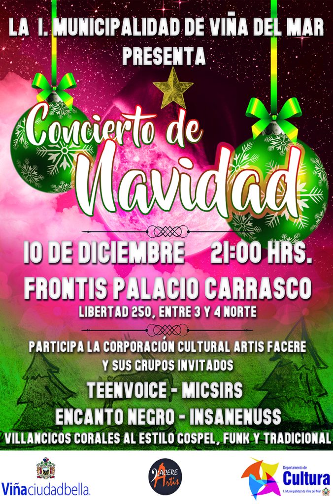 Imagen principal: Municipalidad de Viña del Mar invita a gran concierto navideño en el frontis del palacio Carrasco
