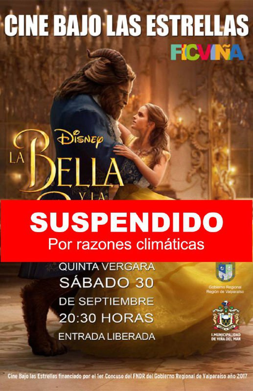 Municipio de Viña del Mar informa suspensión  de película ”La bella y la Bestia” en la Quinta Vergara por condiciones climáticas