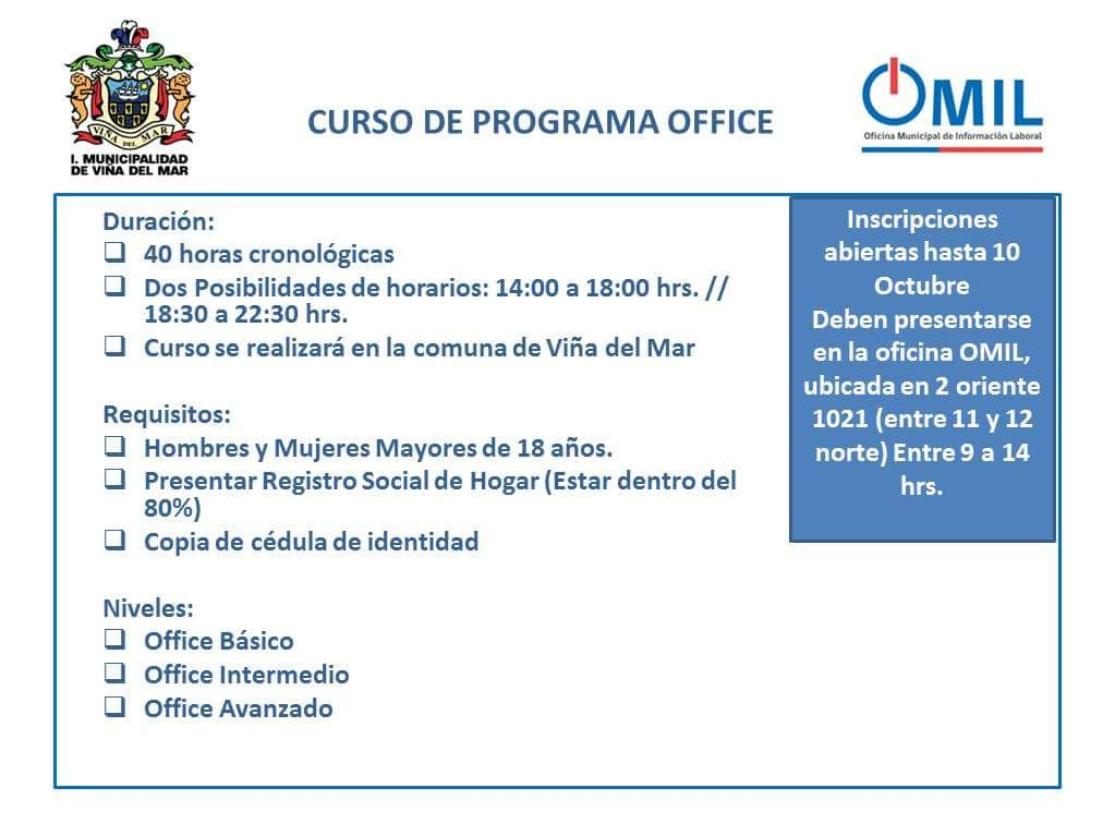 Municipio de Viña del Mar ofrece curso de programa office a la comunidad