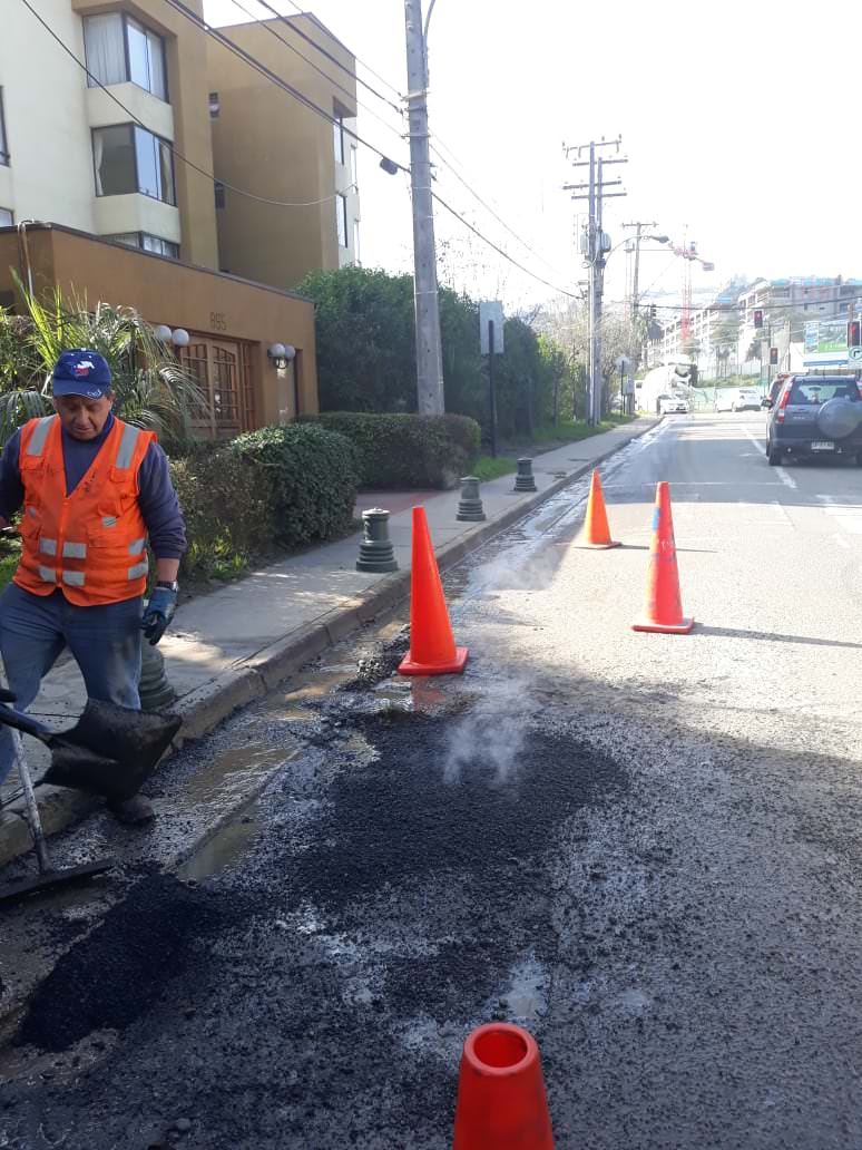 Municipio de Viña del Mar inició bacheo en calles afectadas por lluvia