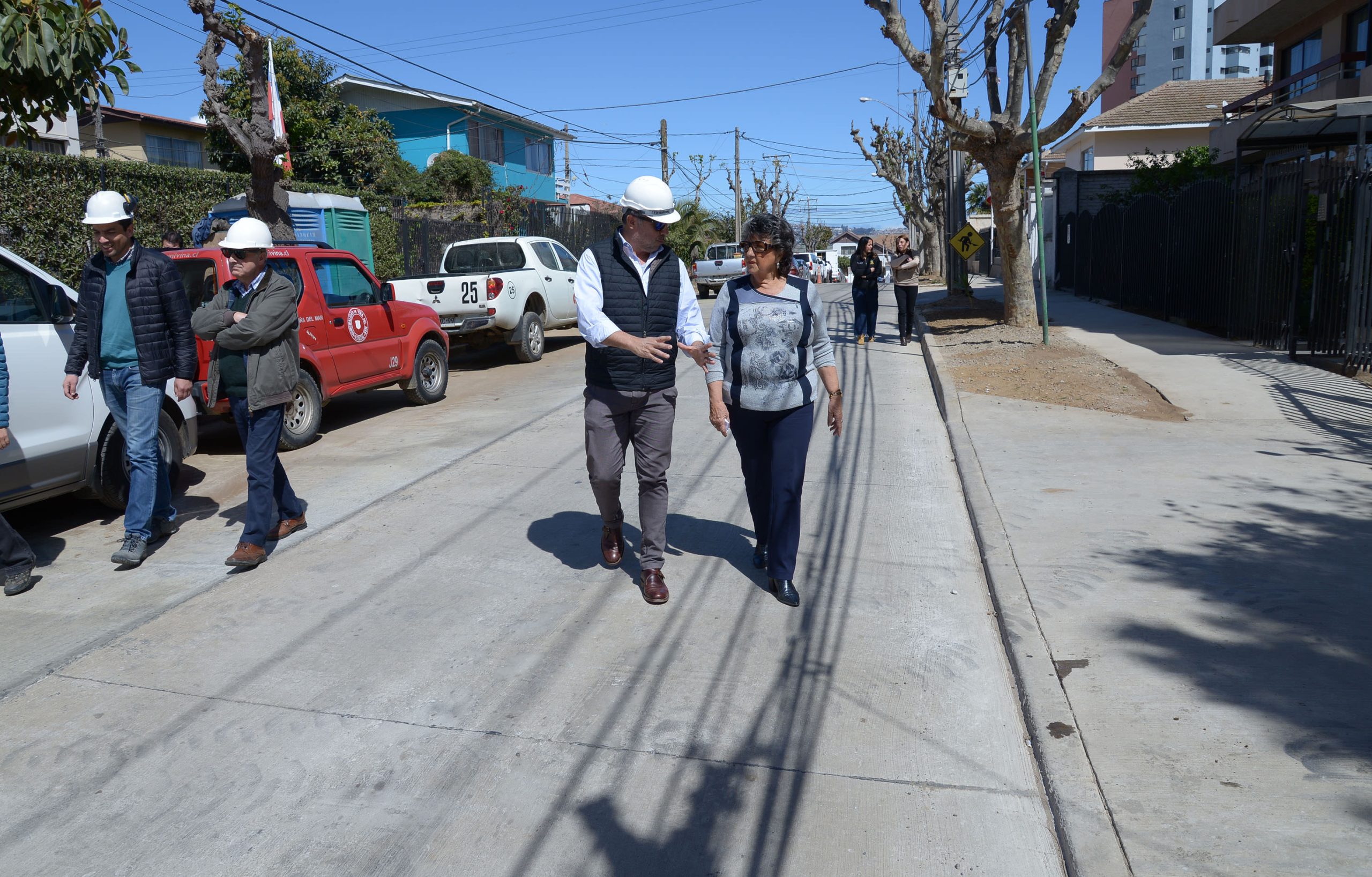 Obra de reposición de calles principales de Recreo fue inspeccionada por alcaldesa Virginia Reginato