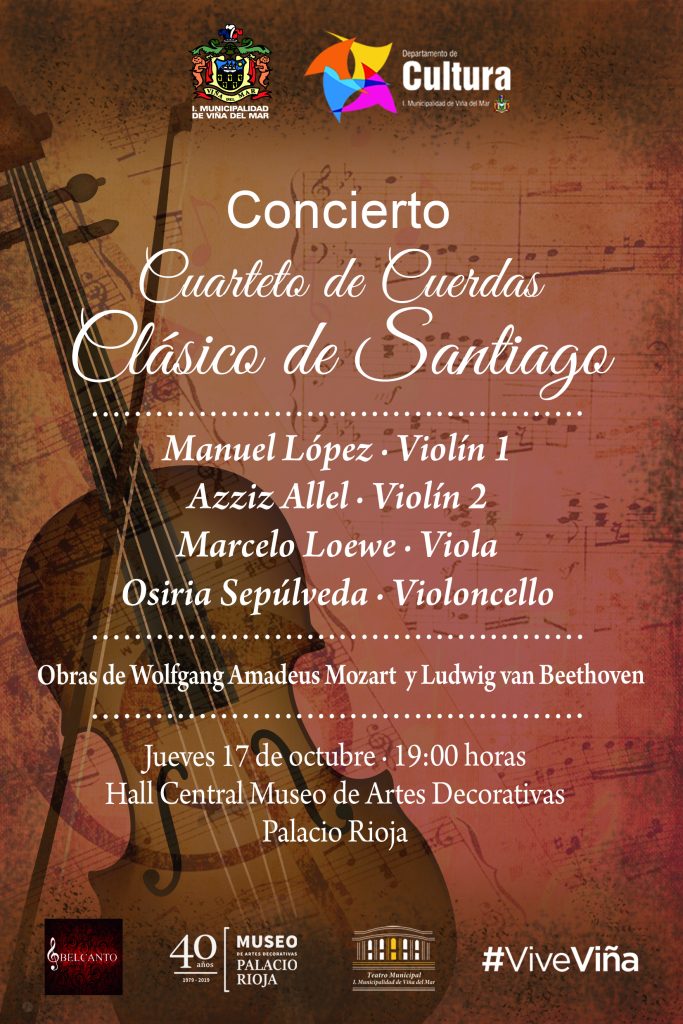 Imagen principal: Municipio de Viña del Mar invita a concierto del Cuarteto de Cuerdas Clásico de Santiago con de obras de Mozart y Beethoven