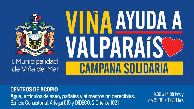 Municipio de Viña del Mar apoya a vecinos de Valparaíso afectados por incendio