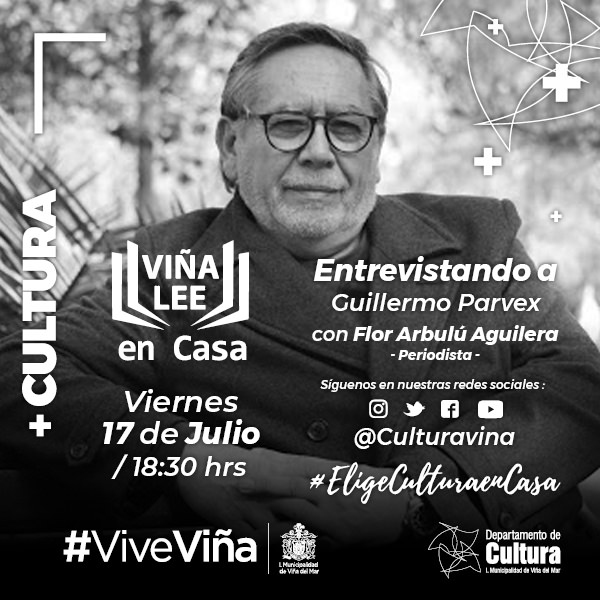 Municipio de Viña invita a entrevista virtual con el escritor Guillermo Parvex