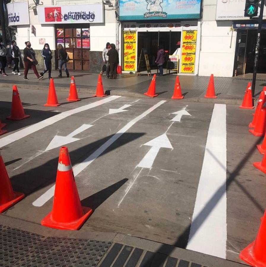 Municipio de Viña del Mar comenzó demarcación de cruces peatonales diferidos para mantener distanciamiento