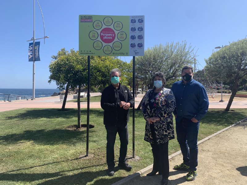 Municipio de Viña del Mar instala señalética de autocuidado en parques y plazas para fase de desconfinamiento
