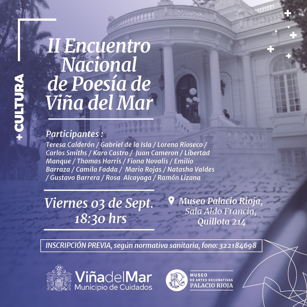 II Encuentro Nacional de Poesía de Viña del Mar se realizará en el Palacio Rioja