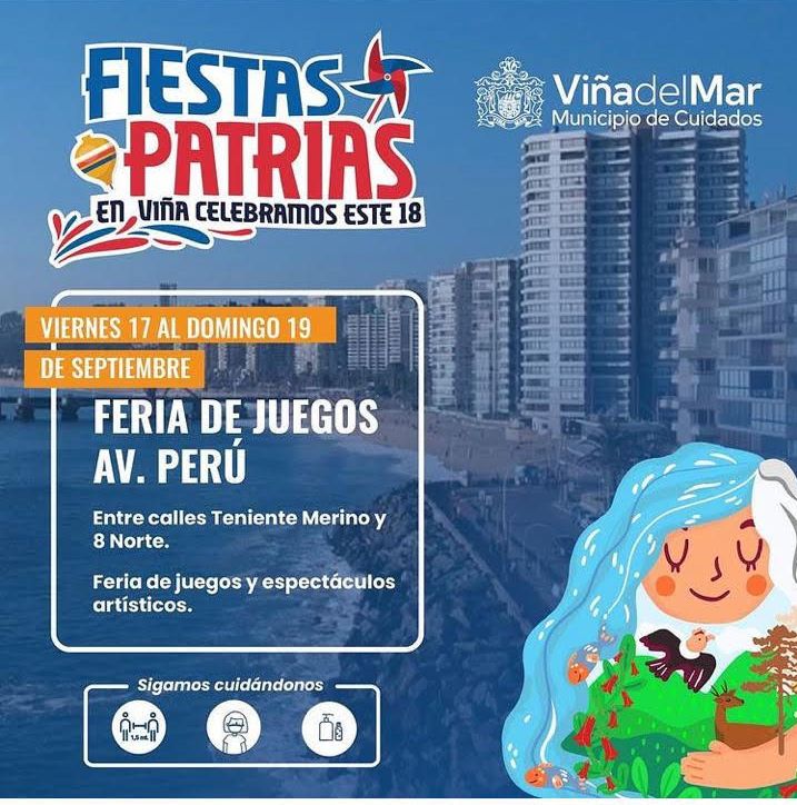 Niñas y niños contarán con feria de juegos en Av. Perú estas Fiestas Patrias en Viña del Mar