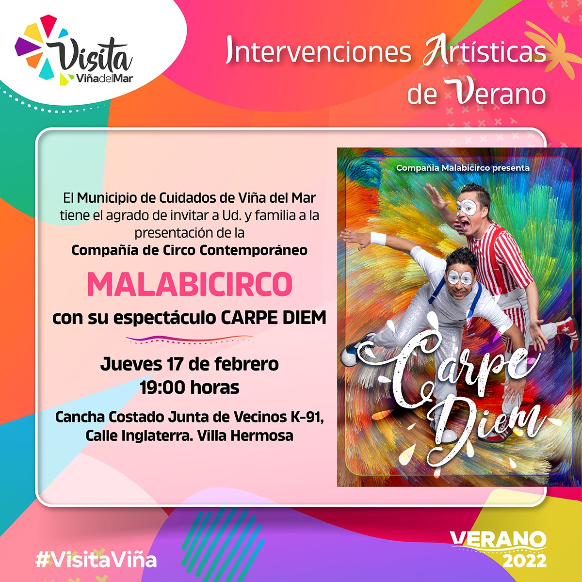 Con espectáculo circense de malabarismo continúan exitosas intervenciones artísticas de verano
