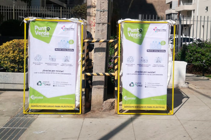 Municipio instala 600 nuevos puntos verdes para reciclaje de botellas y envases plásticos en Viña del Mar