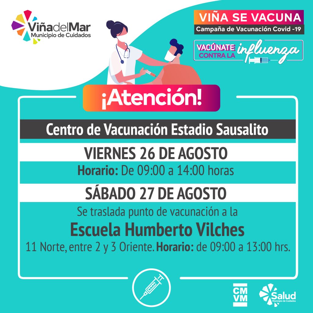 Imagen principal: Habilitan punto de vacunación para este sábado en escuela Humberto Vilches de Viña del Mar