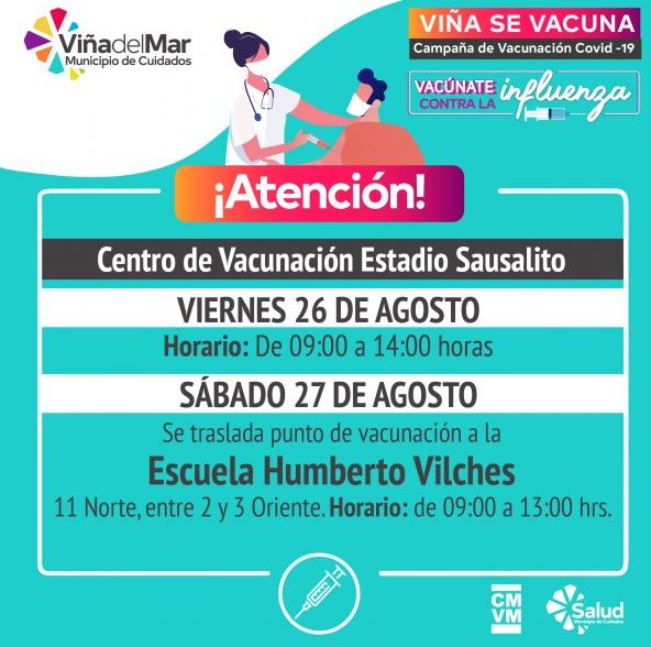 Habilitan punto de vacunación para este sábado en escuela Humberto Vilches de Viña del Mar