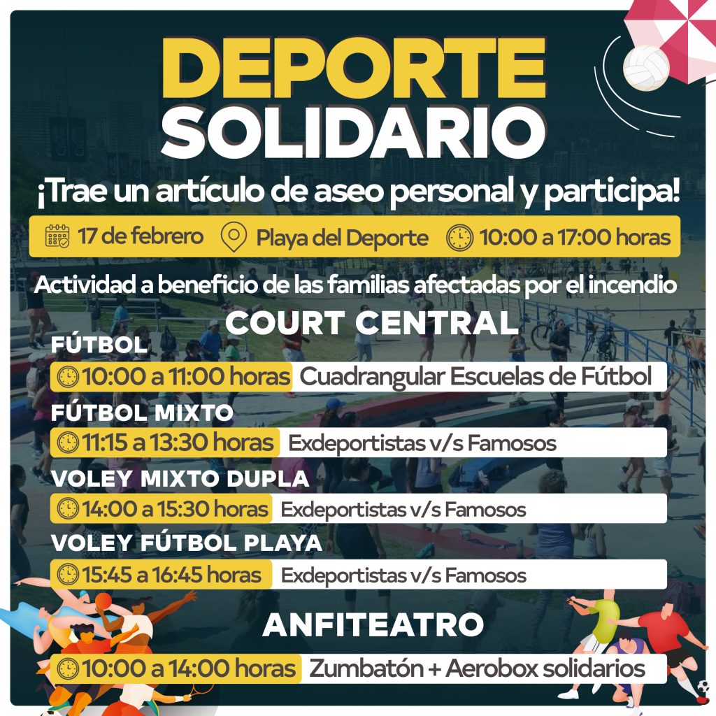 Imagen principal: En Playa del deporte se realizará jornada solidaria para apoyar a damnificados, con la participación de ex deportistas y figuras televisivas   