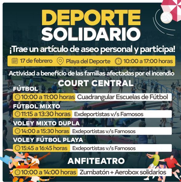 En Playa del deporte se realizará jornada solidaria para apoyar a damnificados, con la participación de ex deportistas y figuras televisivas